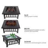 Large 3 in 1 Fire Pit with BBQ Grill